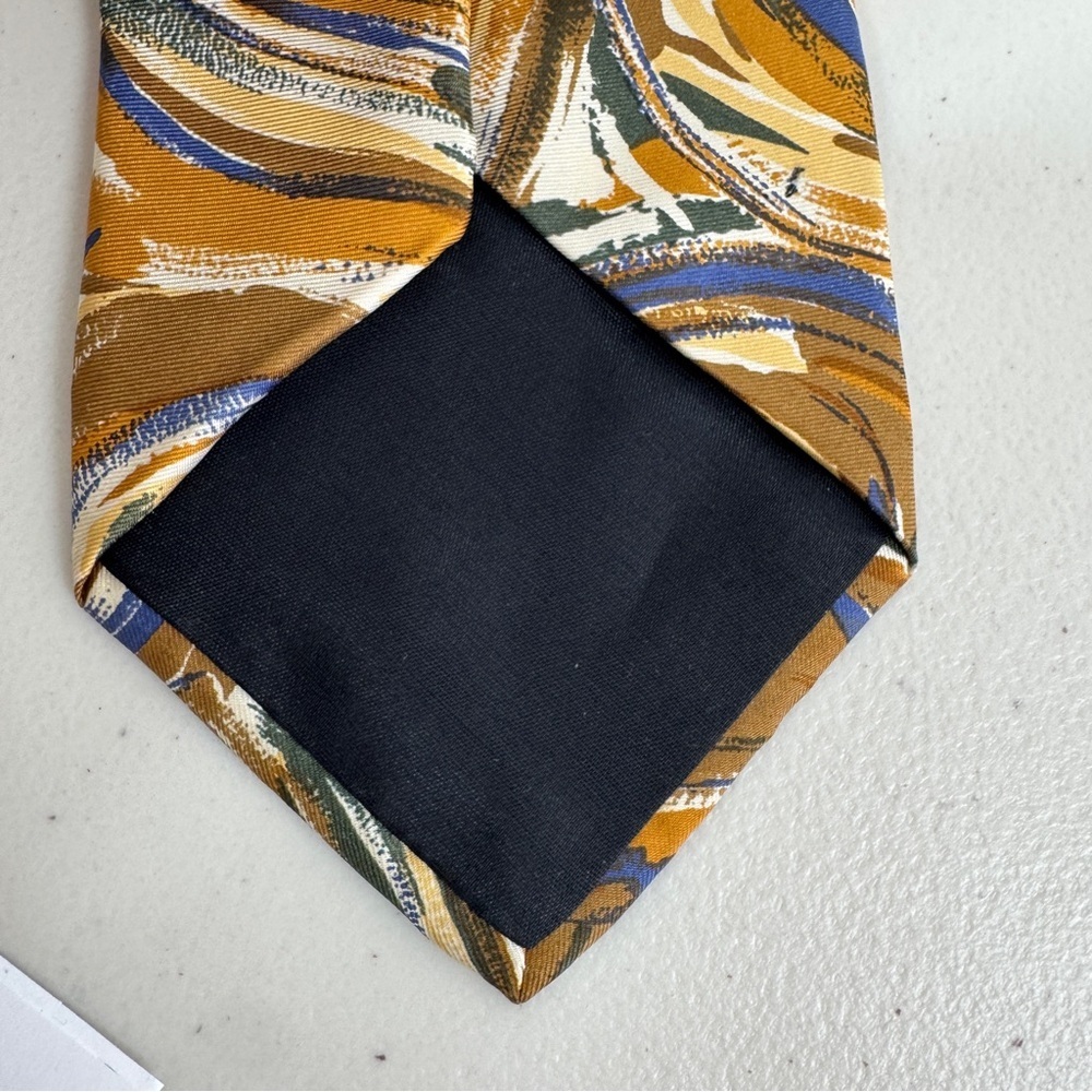 Lavatelli Silk Abstract Patterned Men's Tie Swirl Brown Blue Vintage Designer - Picture 6 of 15